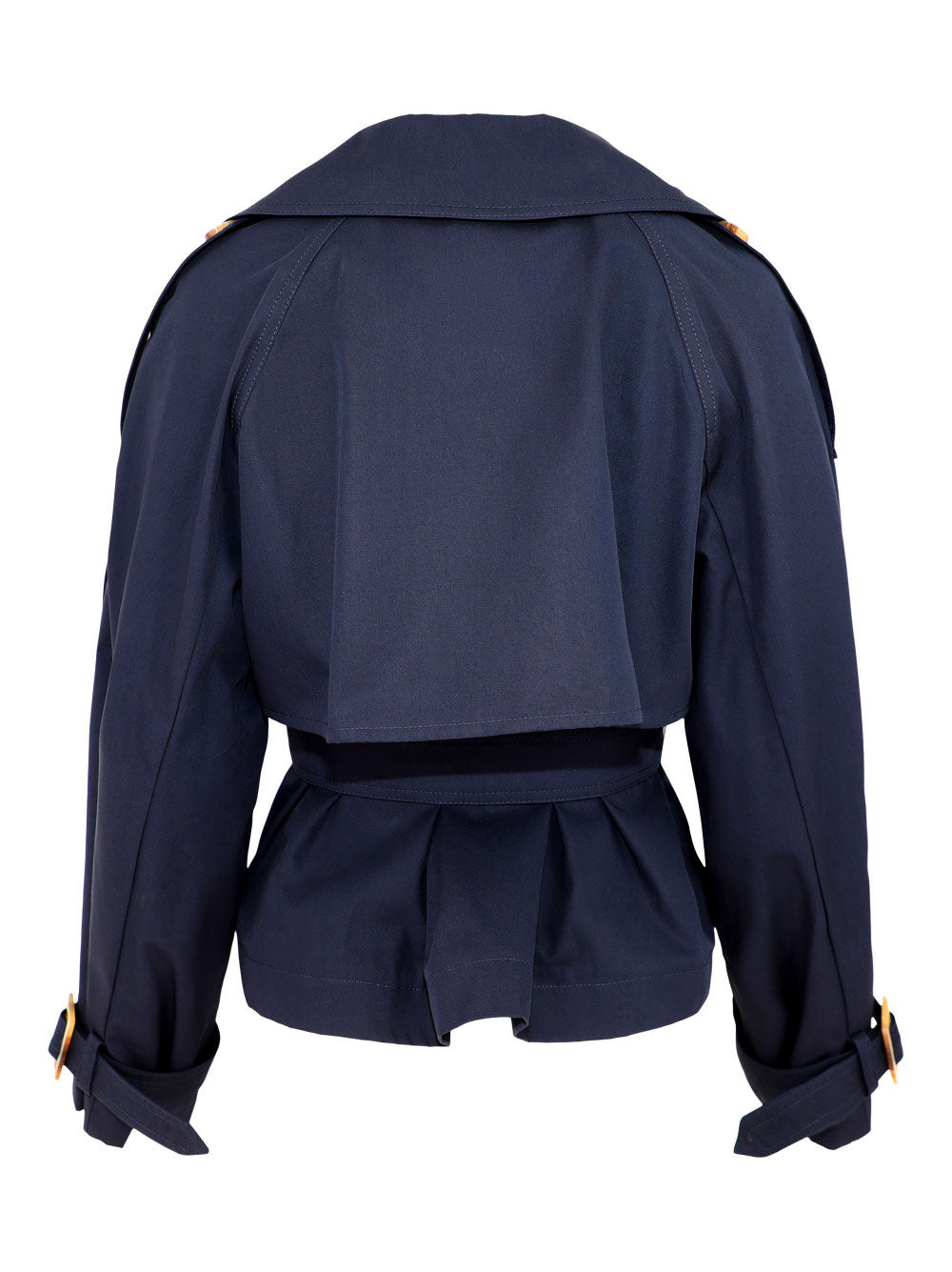 Marella Uragano Double-Breasted Cropped Trench in Navy