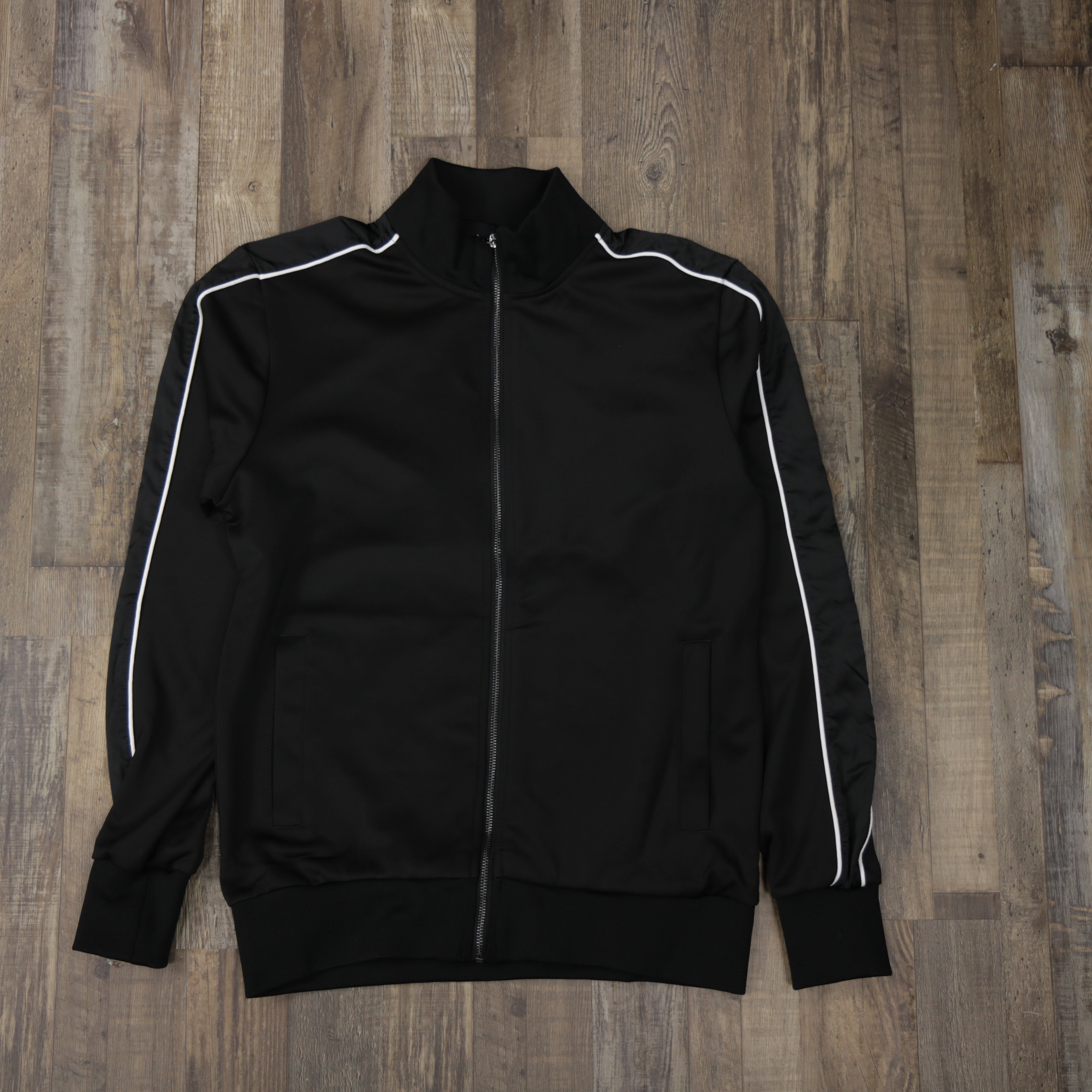 Men's Black Vintage Running Track Jacket 90s Windbreaker Top