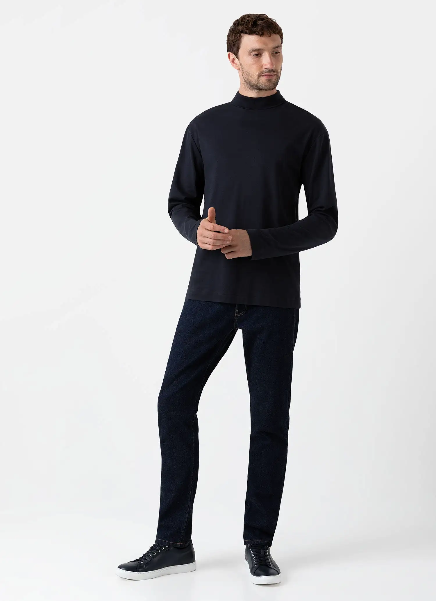 Men's Brushed Cotton Turtle Neck in Black