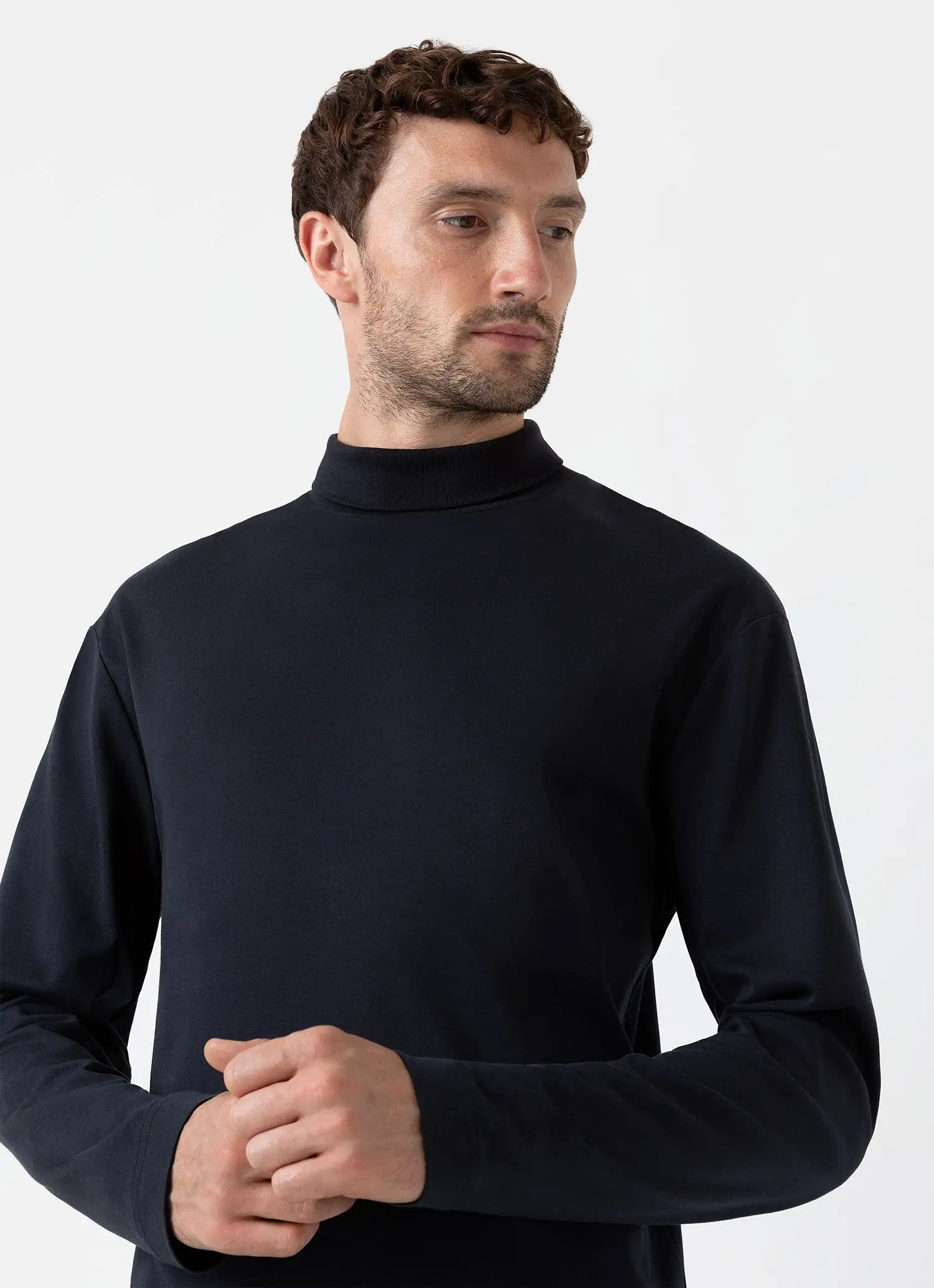 Men's Brushed Cotton Turtle Neck in Black