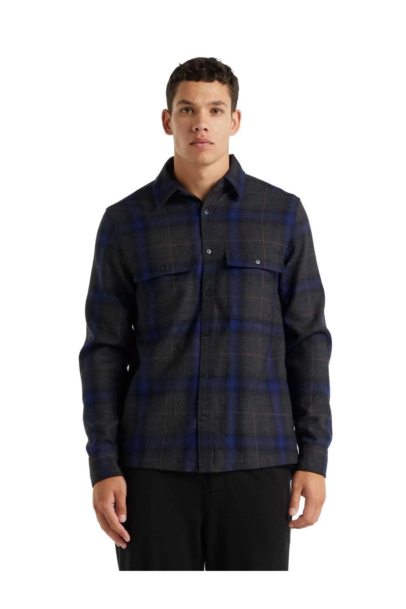 Mens Dawnder LS Flannel Shirt Plaid  - Jet Heather