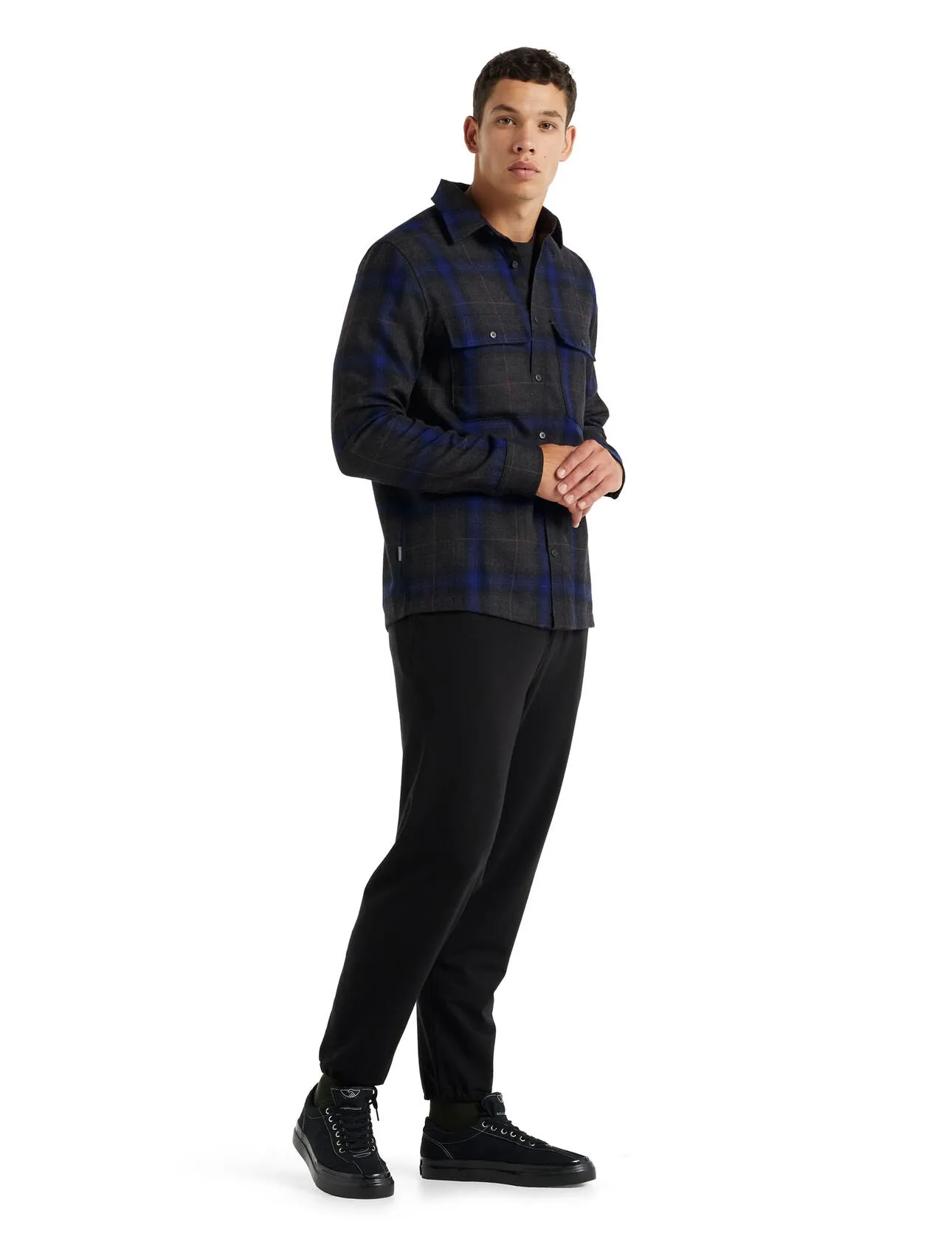 Mens Dawnder LS Flannel Shirt Plaid  - Jet Heather