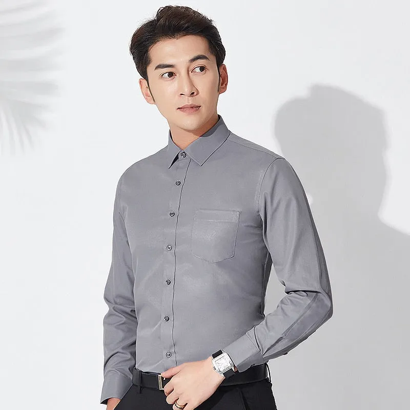 Men's Formal Business Standard-fit Turn-down Collar Long Sleeve Shirt