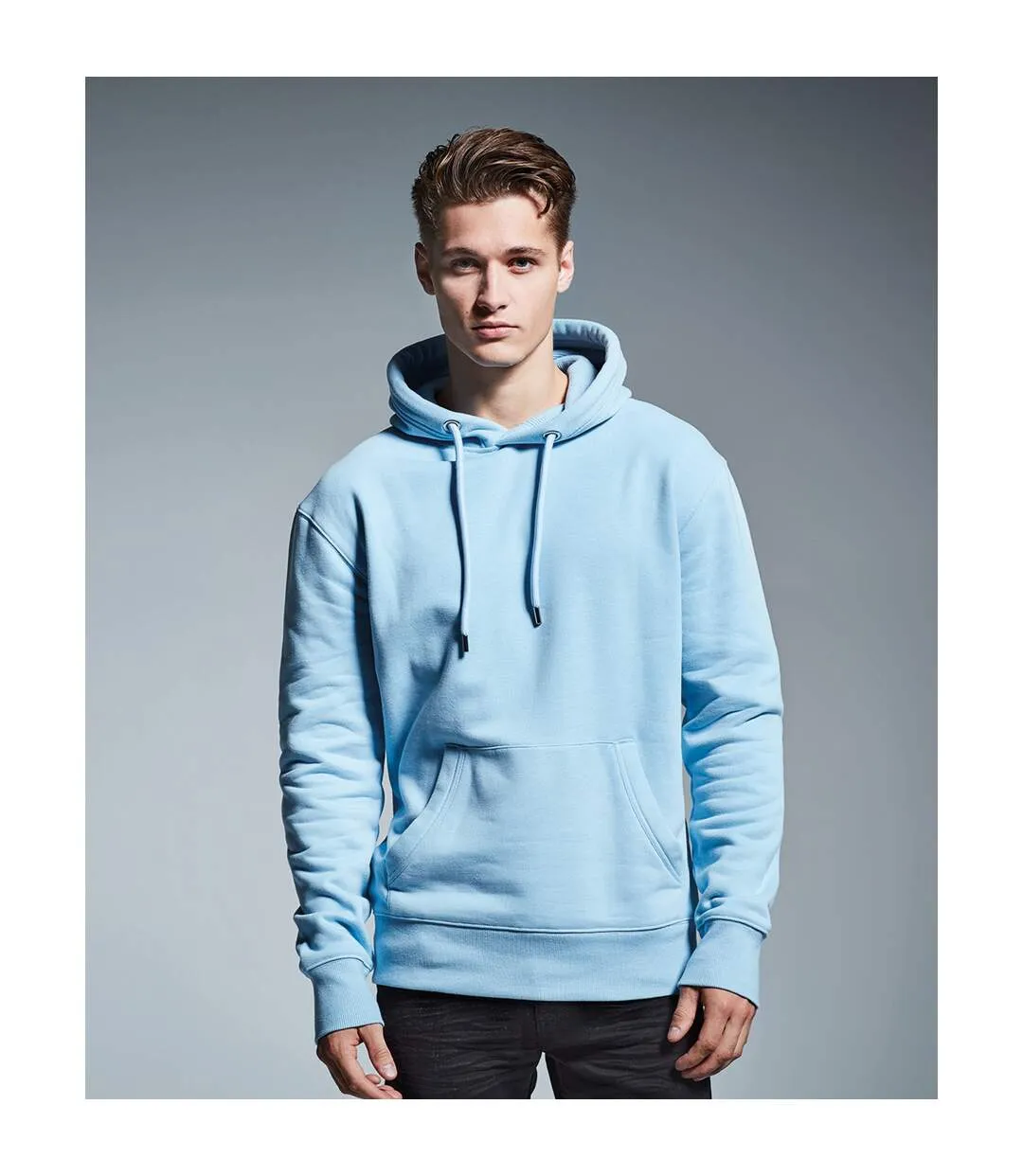 Mens organic hoodie light blue Anthem