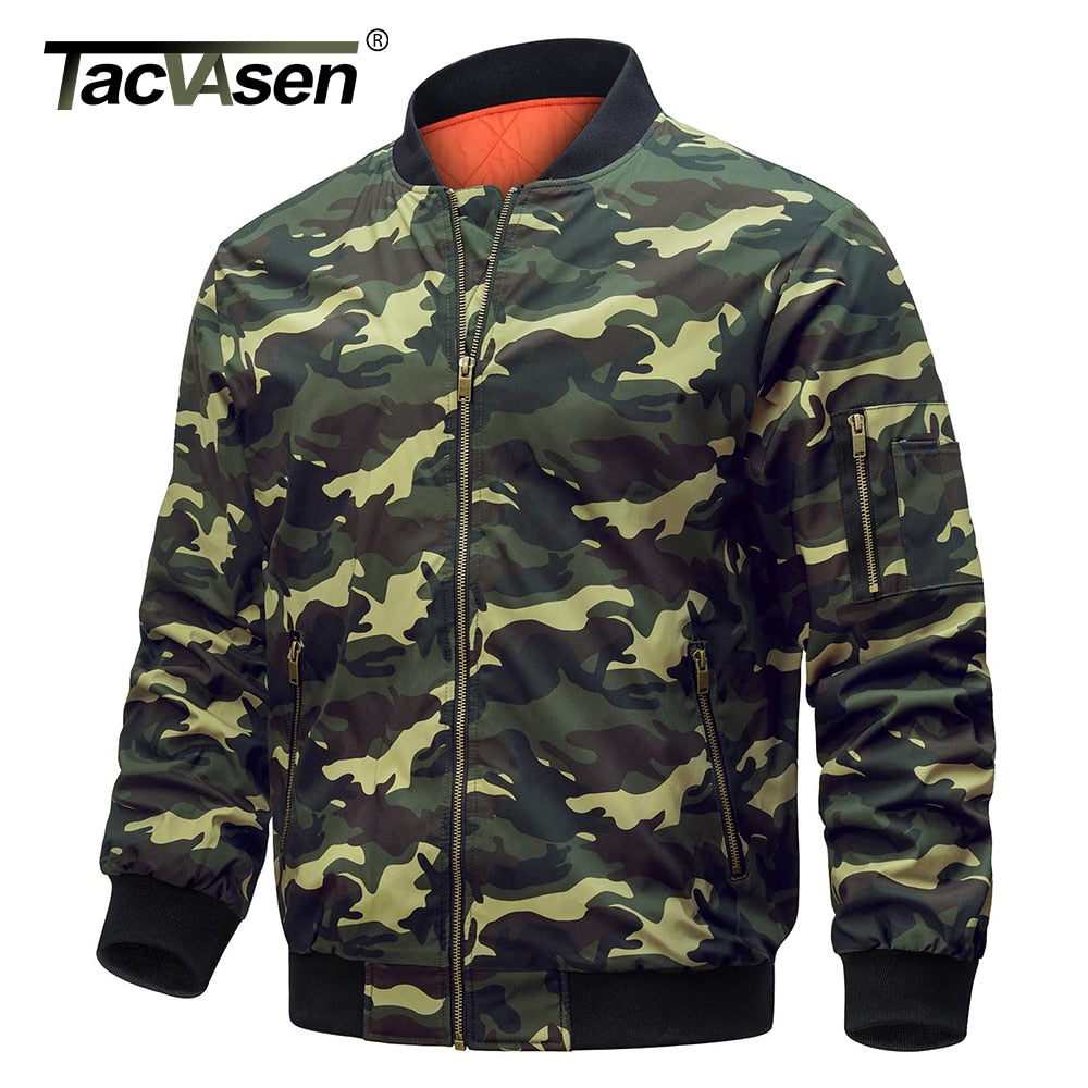 Mens Pilot Jackets Camouflage Thick Padded Bomber Jackets Mens Classic Pilot Army Military Jacket Coat Outwear Outdoor Fashion S