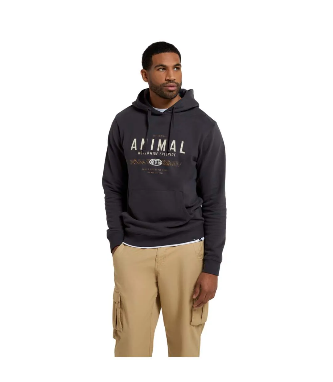 Mens river logo organic hoodie charcoal Animal