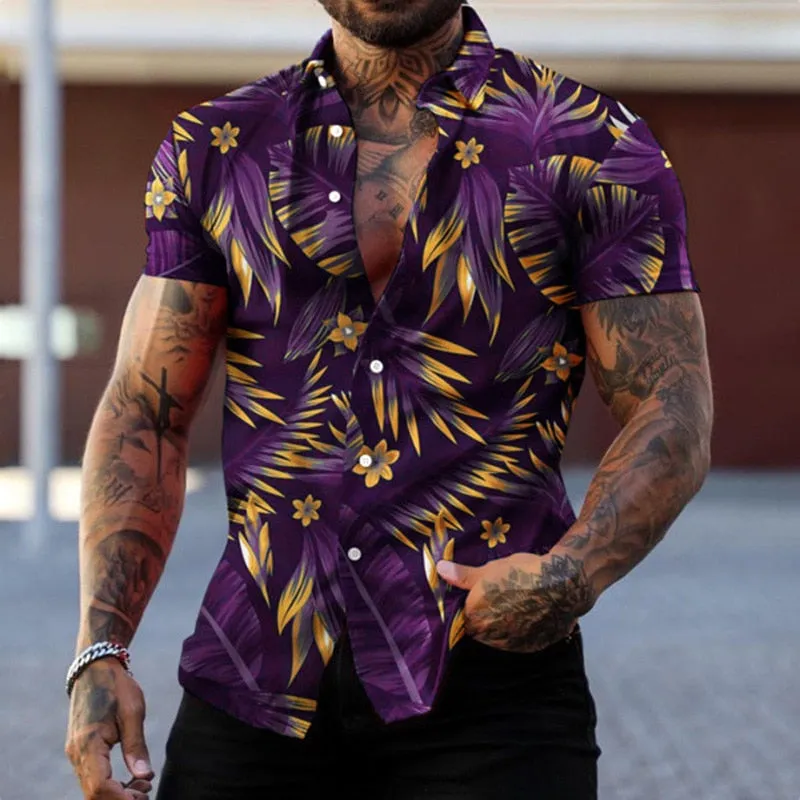 Men's Summer Hawaiian 3D Printed Short Sleeve Beachwear Shirt