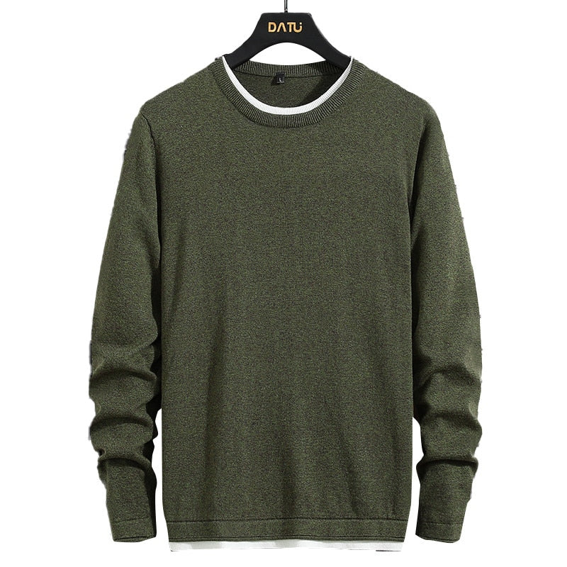 Men's Winter Fashion Cotton Jersey Jumper O-Neck Knitted Pullover