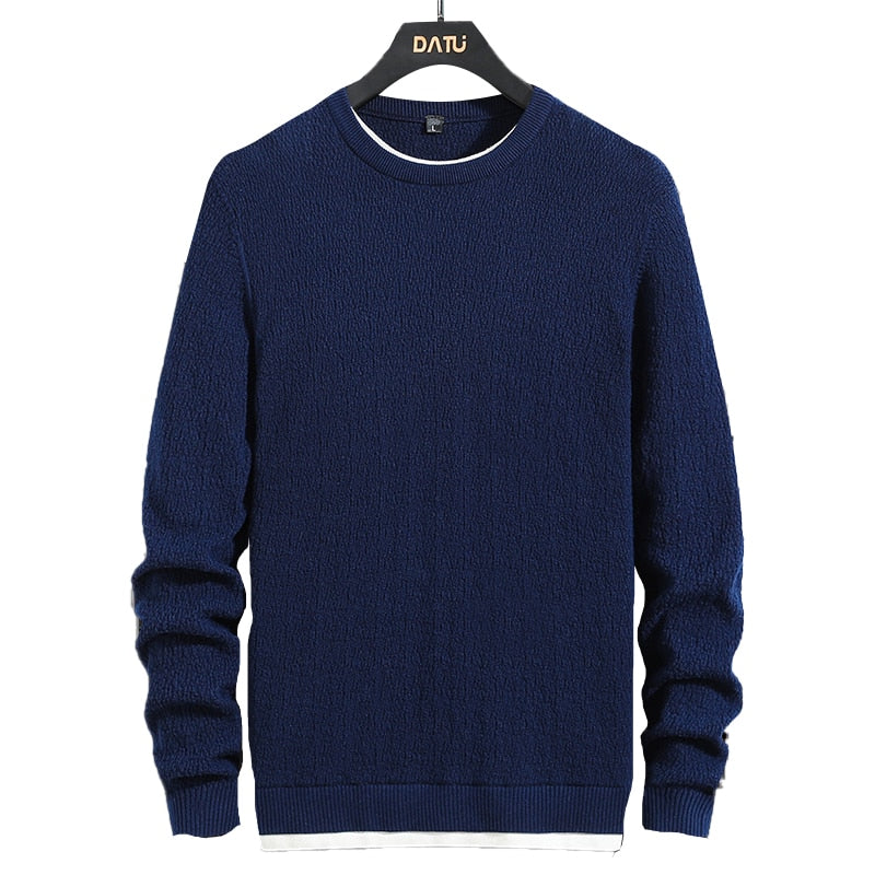 Men's Winter Fashion Cotton Jersey Jumper O-Neck Knitted Pullover