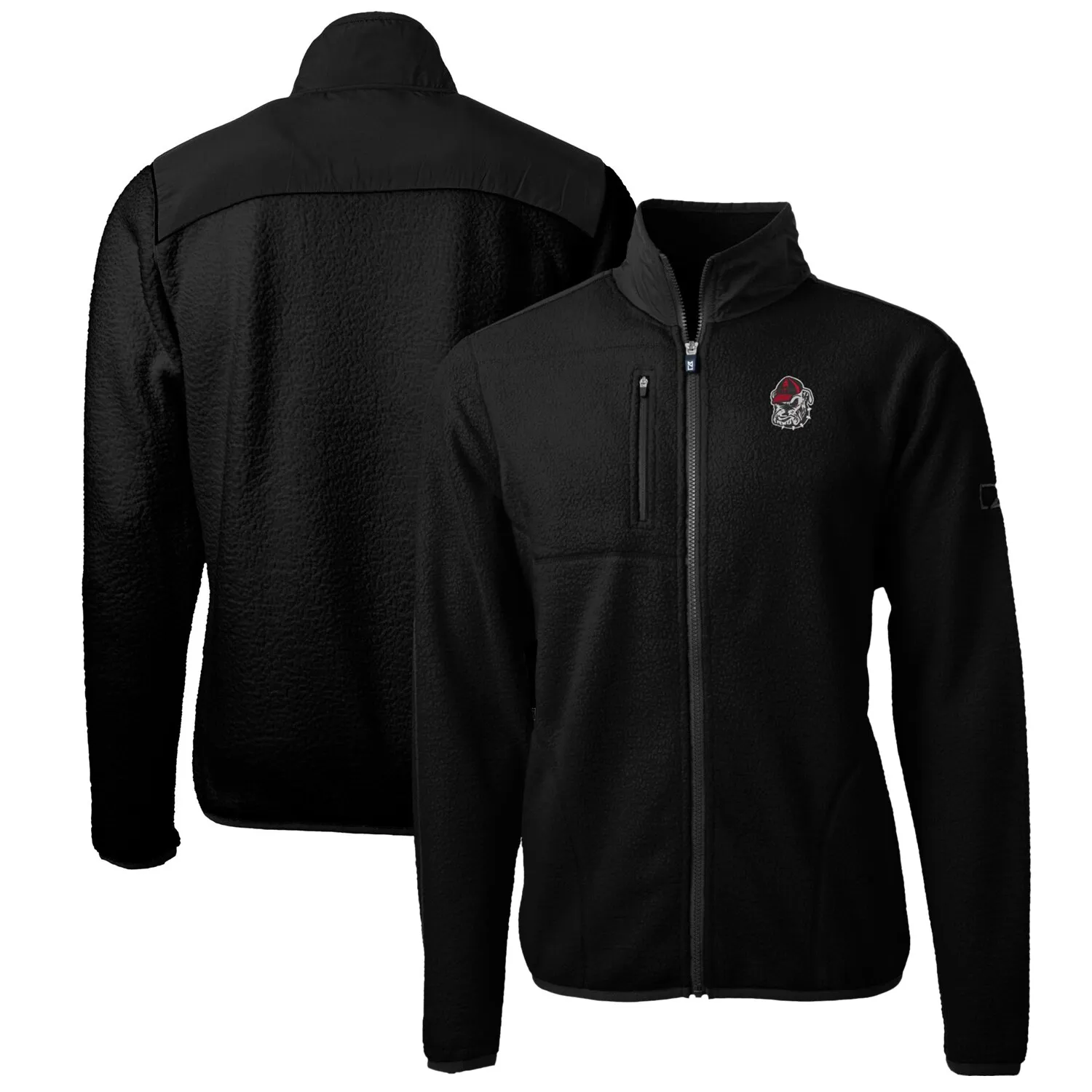 Men's Cutter & Buck Black Georgia Bulldogs Big & Tall Cascade Eco Sherpa Fleece Full-Zip Jacket