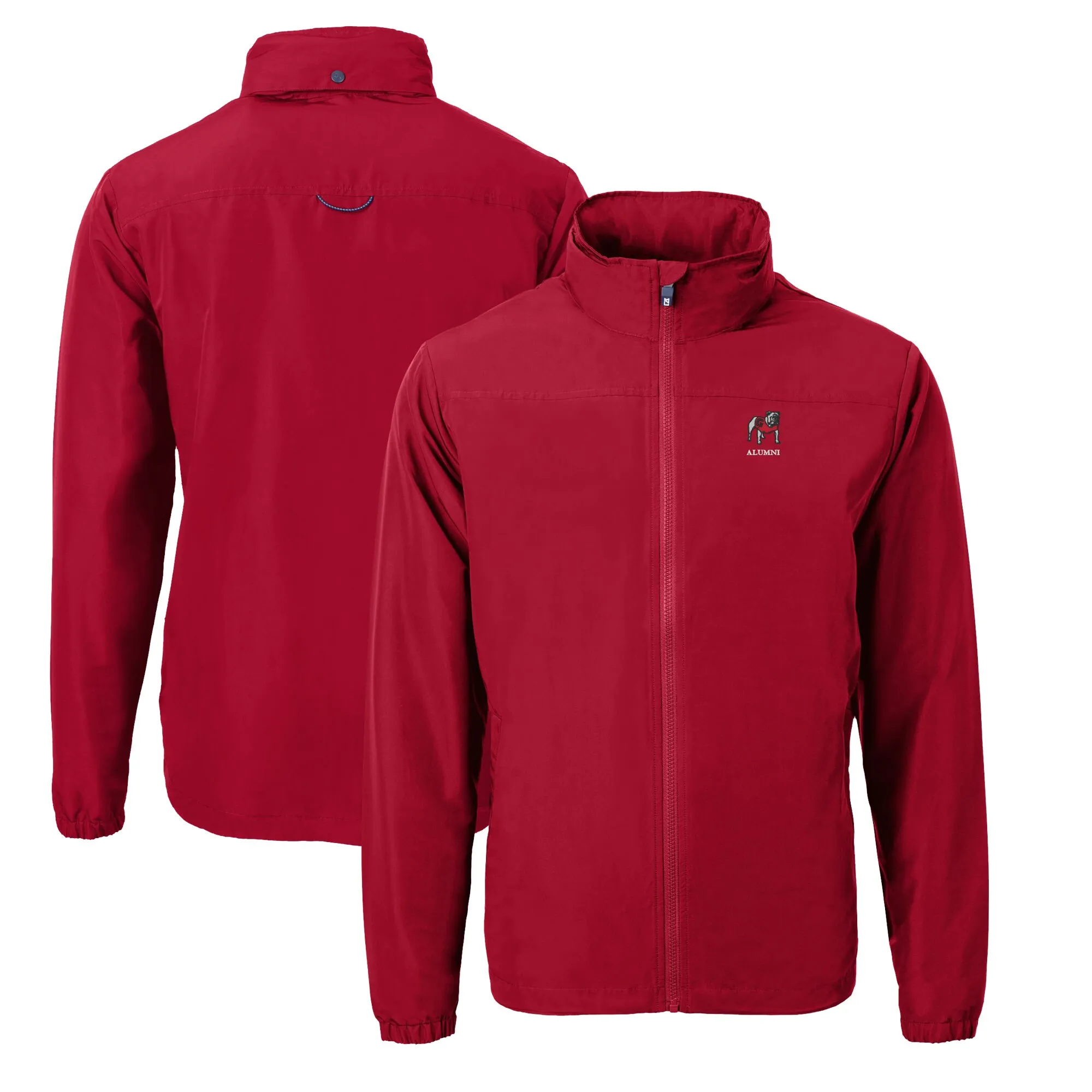 Men's Cutter & Buck Red Georgia Bulldogs Alumni Logo Charter Eco Recycled Full-Zip Jacket