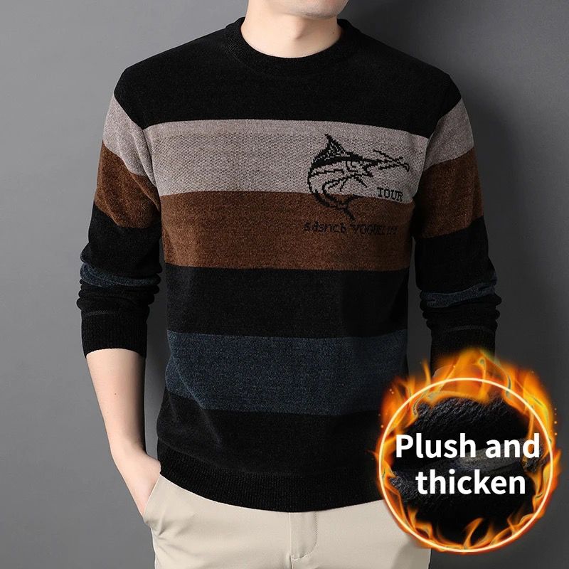 New Men's Chenille Warm Sweater Thick Plush Knitted Casual Fashion Sweater M S4391268