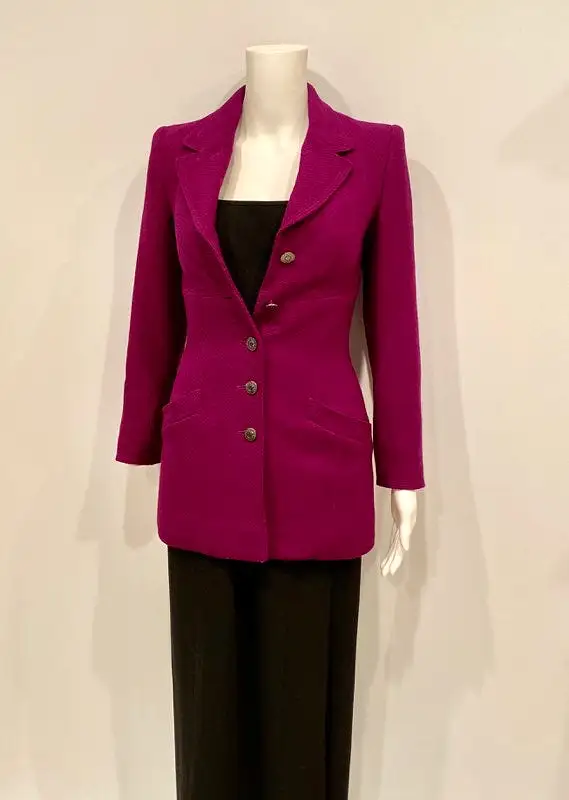 NWOT 97A, 1997 Fall Chanel Vintage Merlot Jacket Blazer FR 34 US 2/4