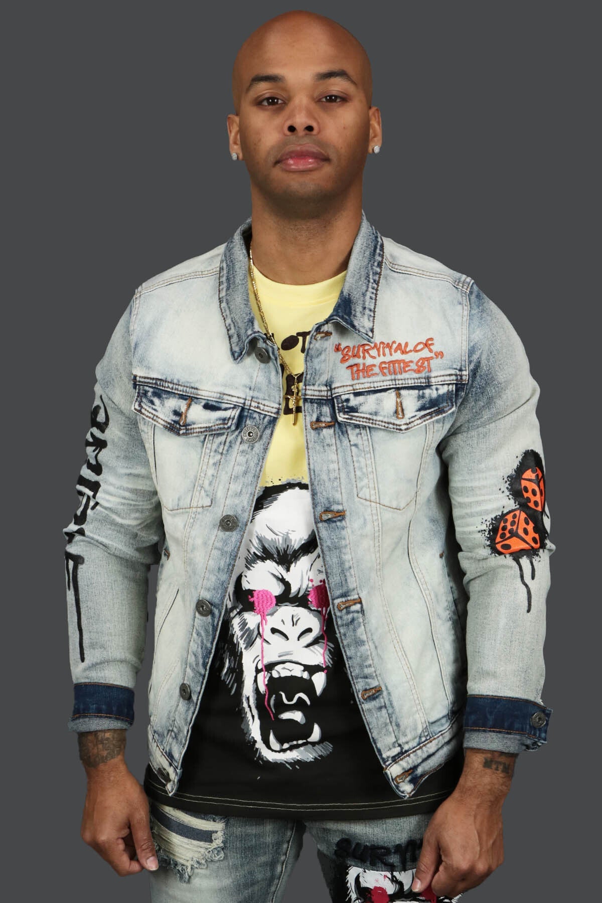 Only The Strong Custom Spray Painted Denim Jacket Motive Denim | Vintage