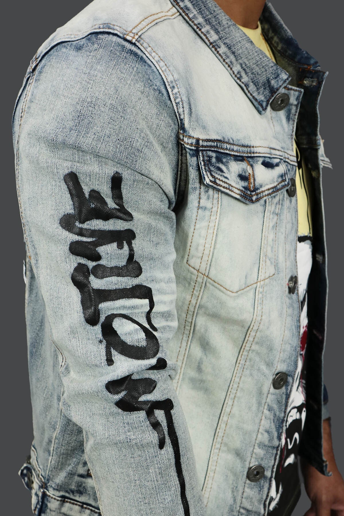 Only The Strong Custom Spray Painted Denim Jacket Motive Denim | Vintage