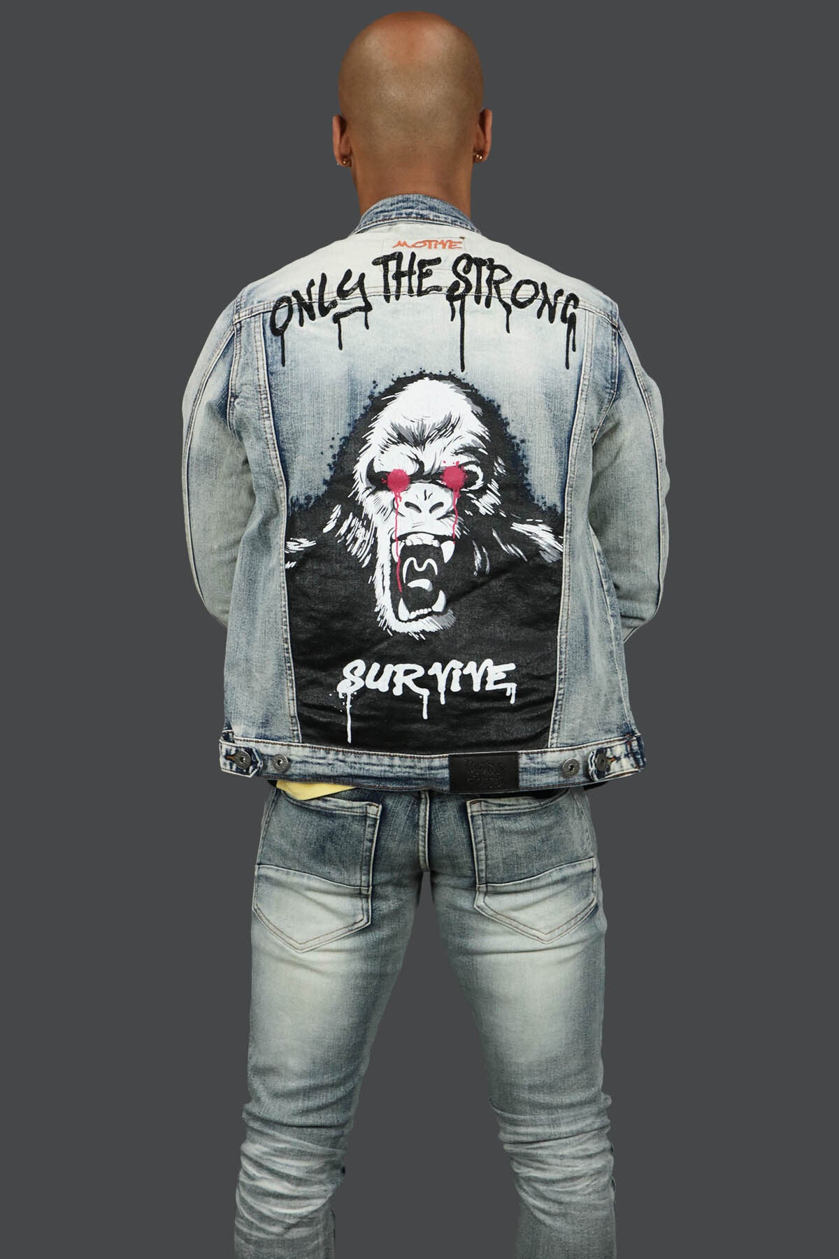 Only The Strong Custom Spray Painted Denim Jacket Motive Denim | Vintage