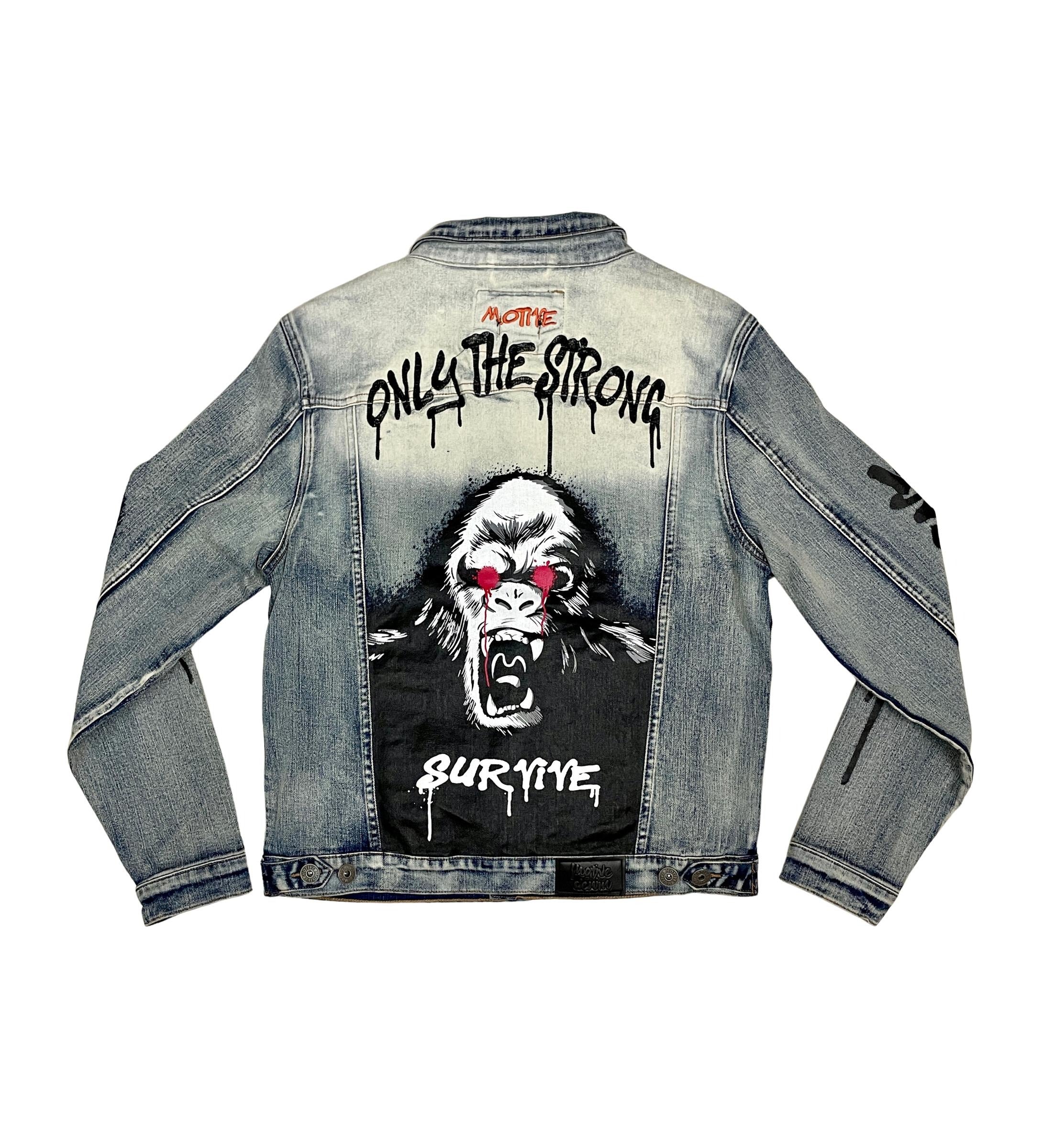 Only The Strong Custom Spray Painted Denim Jacket Motive Denim | Vintage