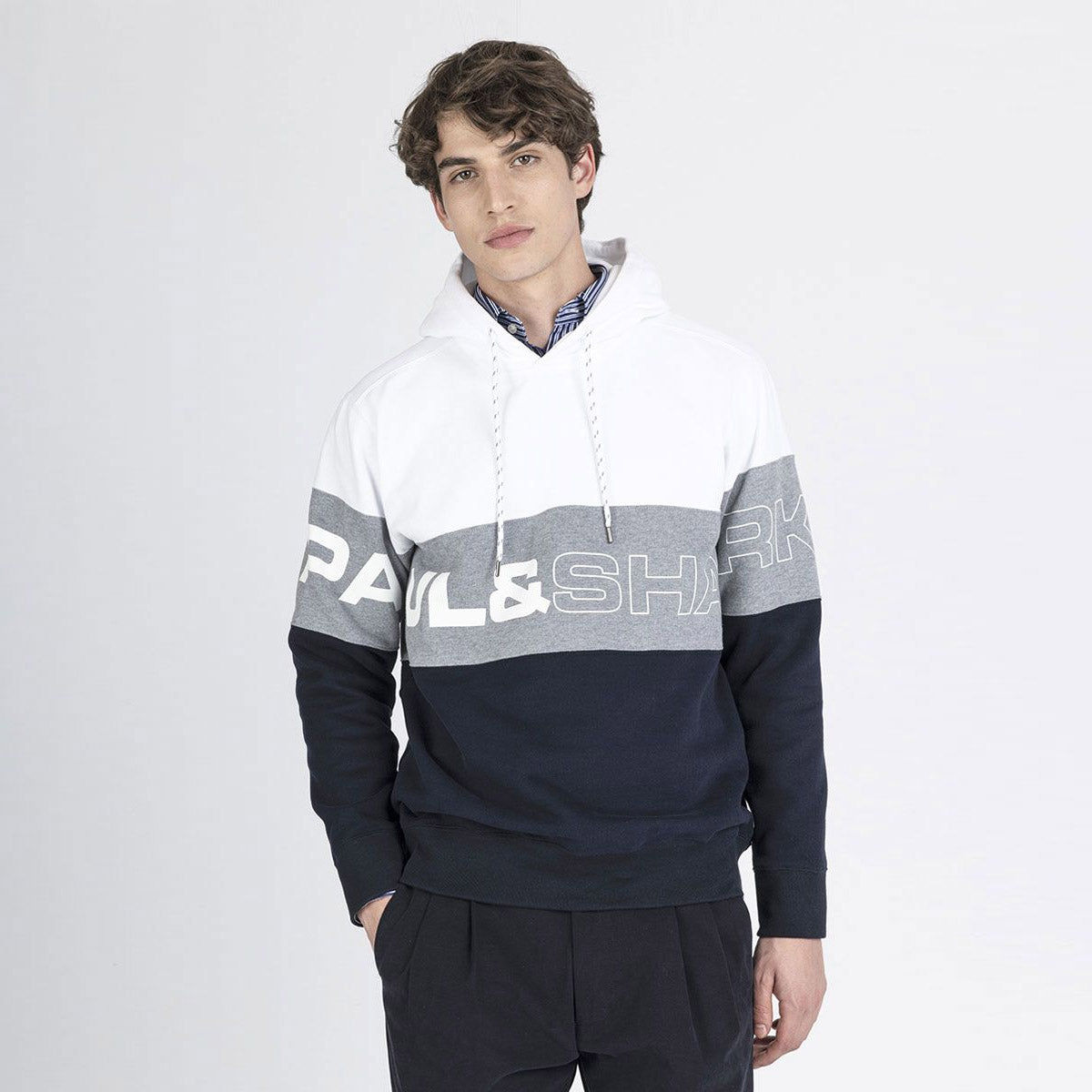 Paul & Shark - Block Hoodie in Navy/Grey/White