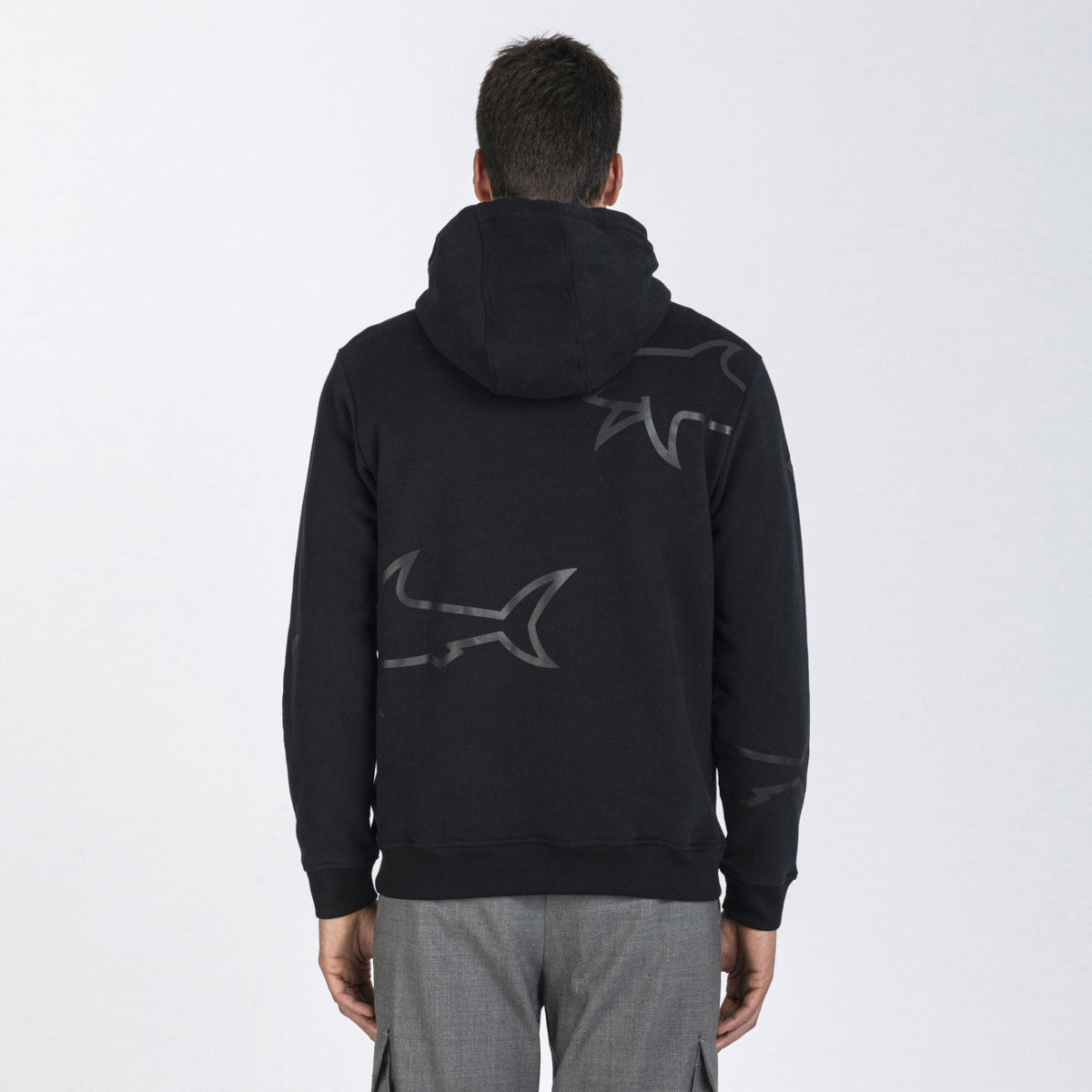 Paul & Shark - Shark Print Hoodie in Black