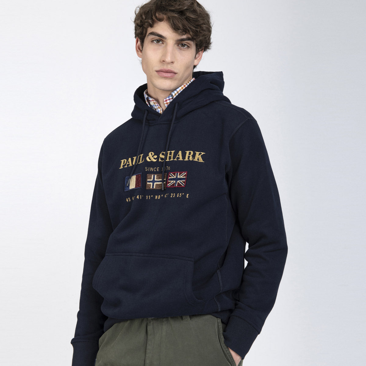 Paul & Shark - Tri Flag Hoodie in Navy