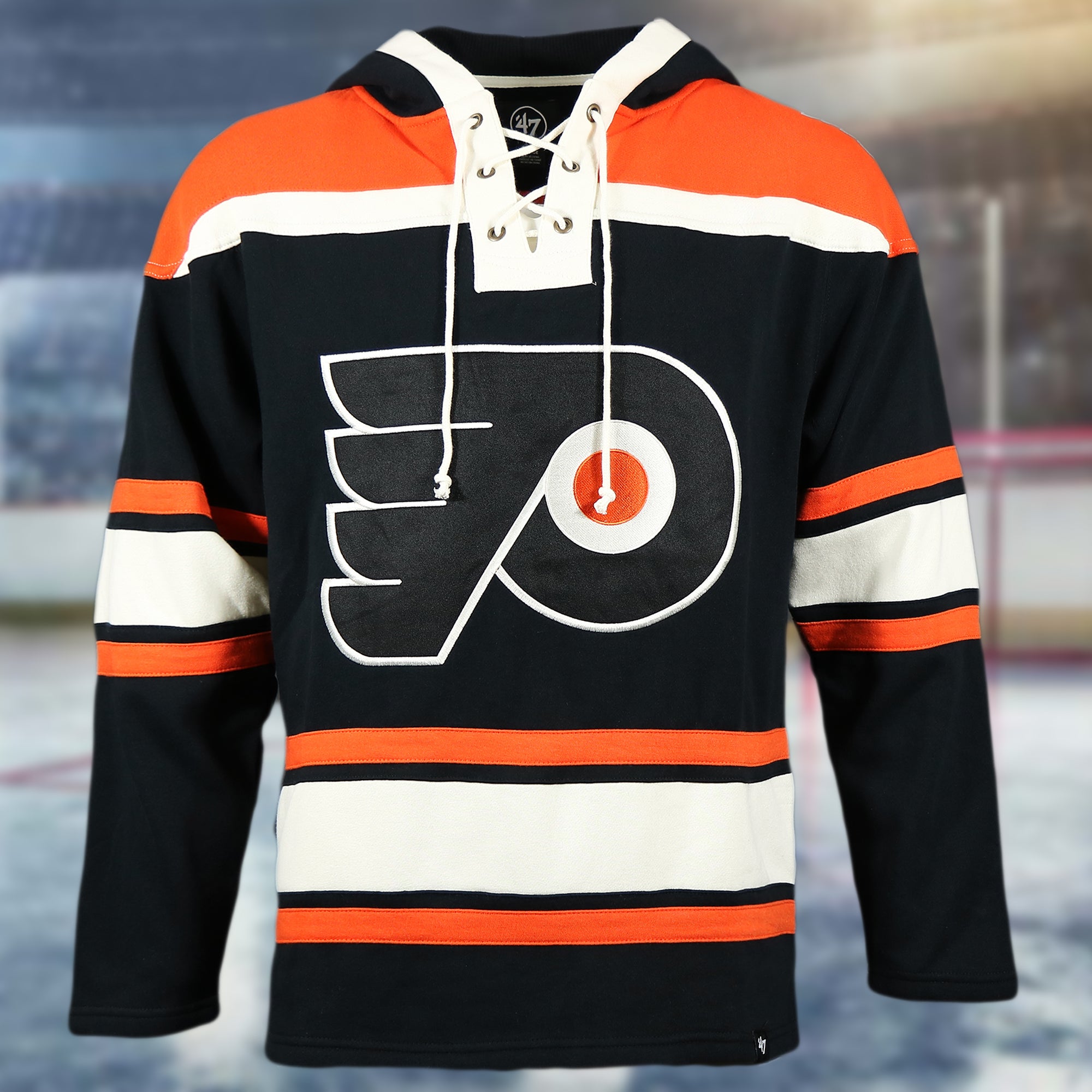 Philadelphia Flyers Premium Applique Black/Orange/Cream Lacer Hoodie