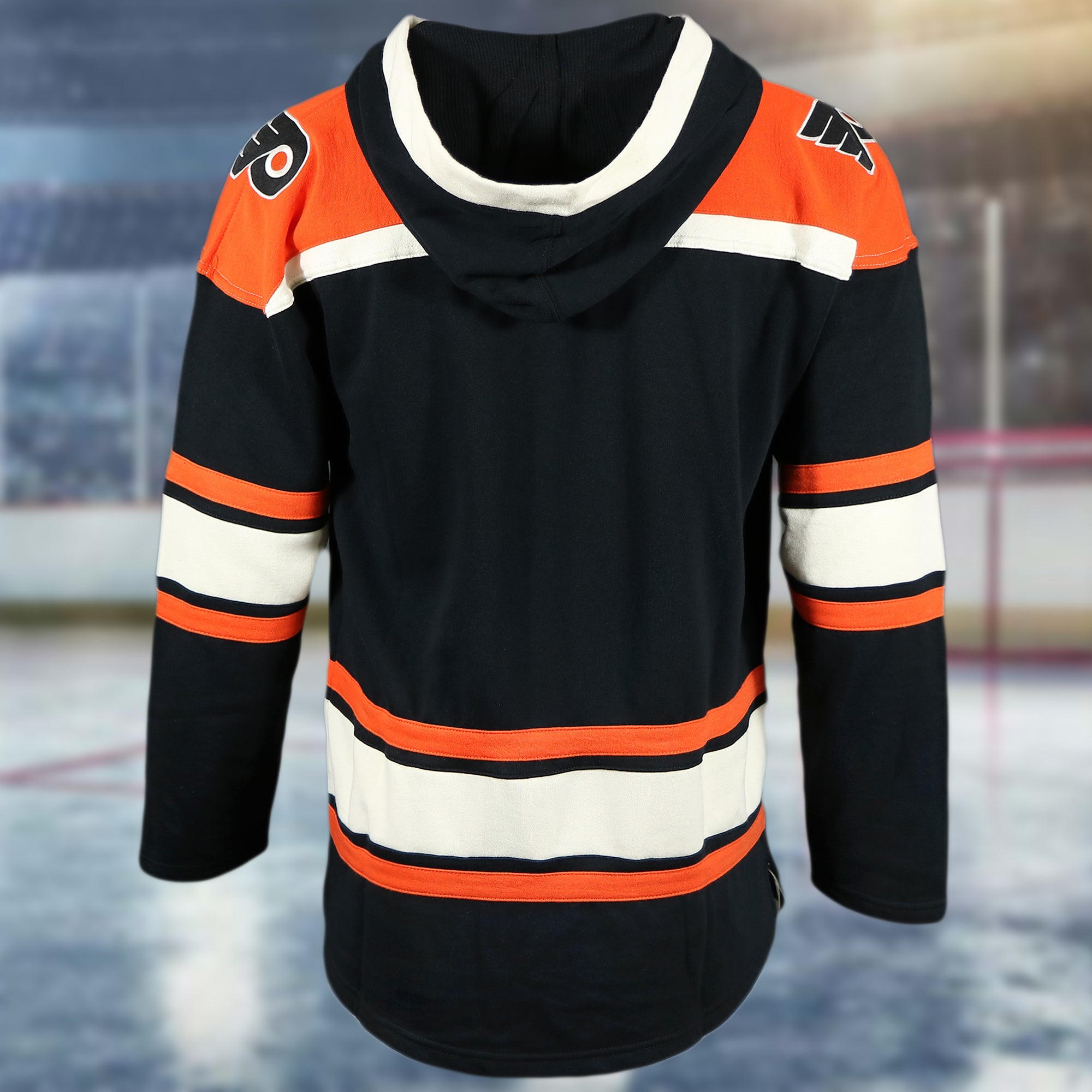 Philadelphia Flyers Premium Applique Black/Orange/Cream Lacer Hoodie