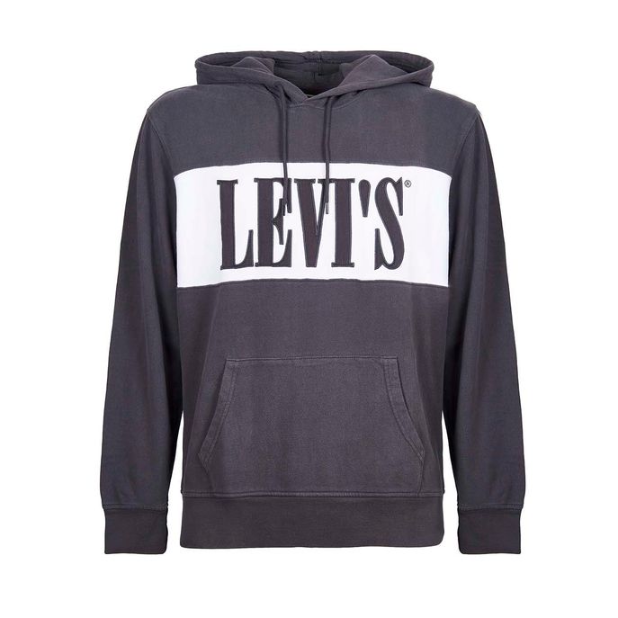 PIECED HOODIE WITH EMBROIDERED LOGO Man Grey White