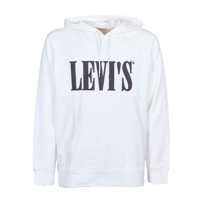 PIECED HOODIE WITH EMBROIDERED LOGO Man White Black