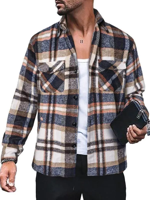 Plaid Long Sleeve Men Flannel Shirt