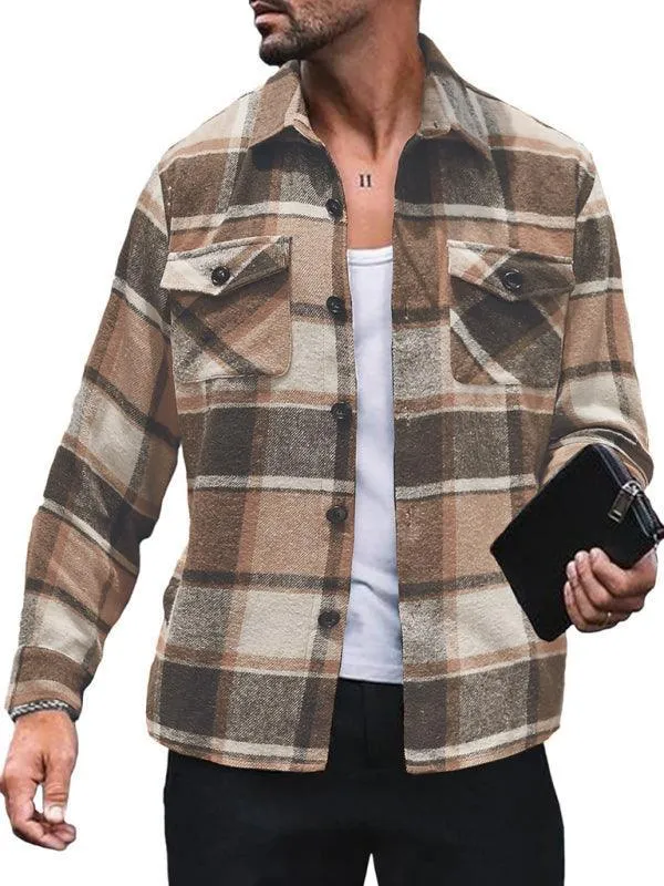 Plaid Long Sleeve Men Flannel Shirt