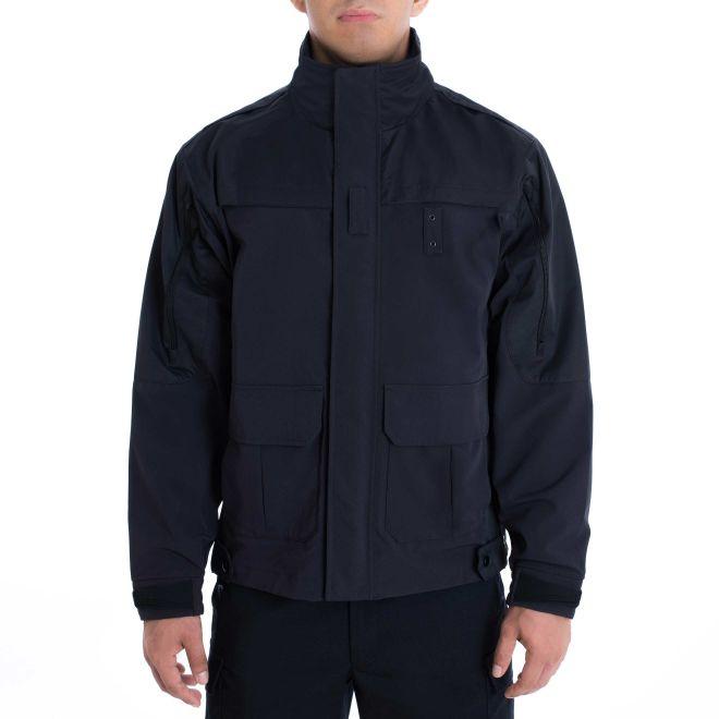 Police Public Safety | Tactical Shell Jacket with Stow-Away Hood | Dark Navy Scotchlite Tacshell Jacket