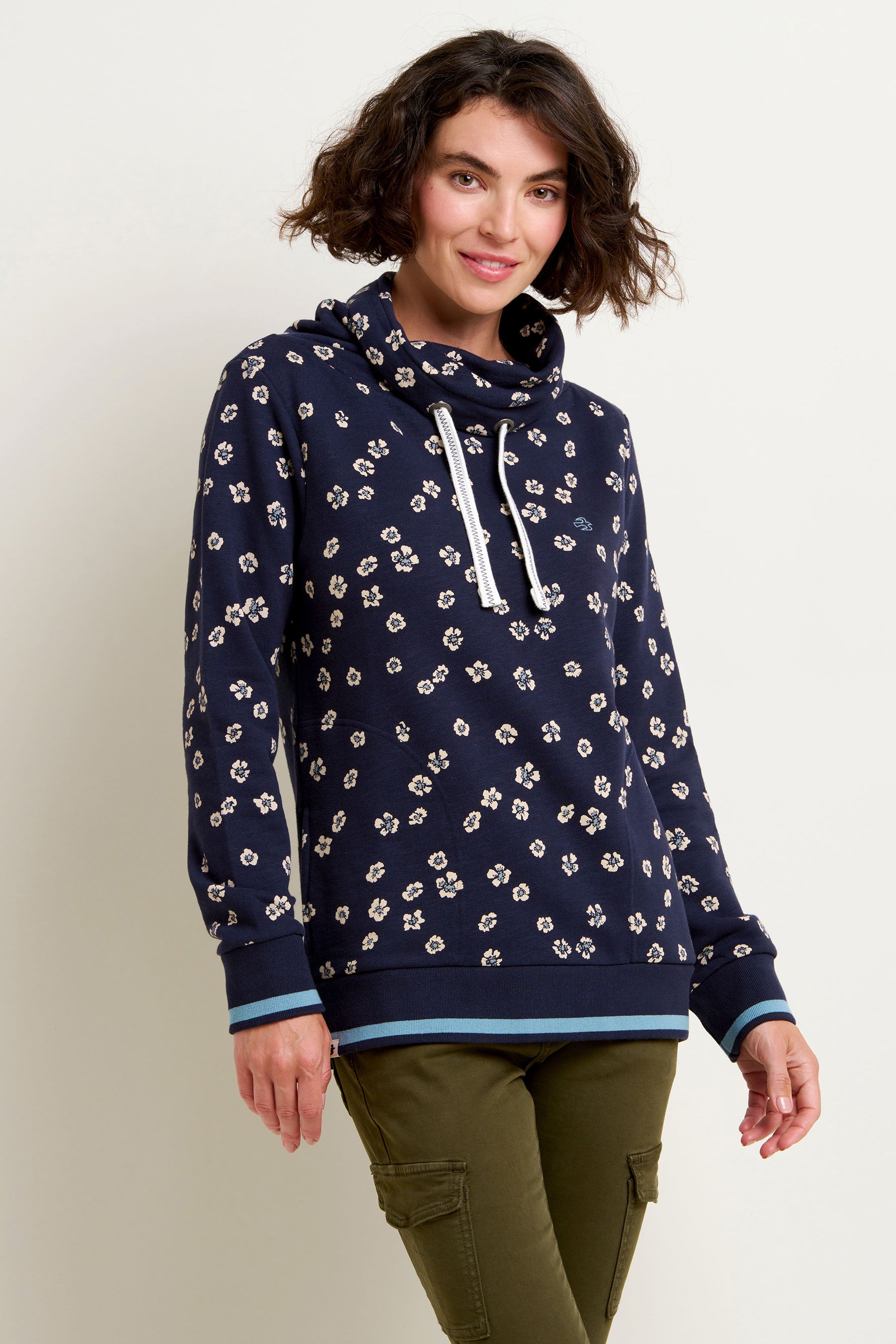 Polka Flora Cowl Neck Sweatshirt