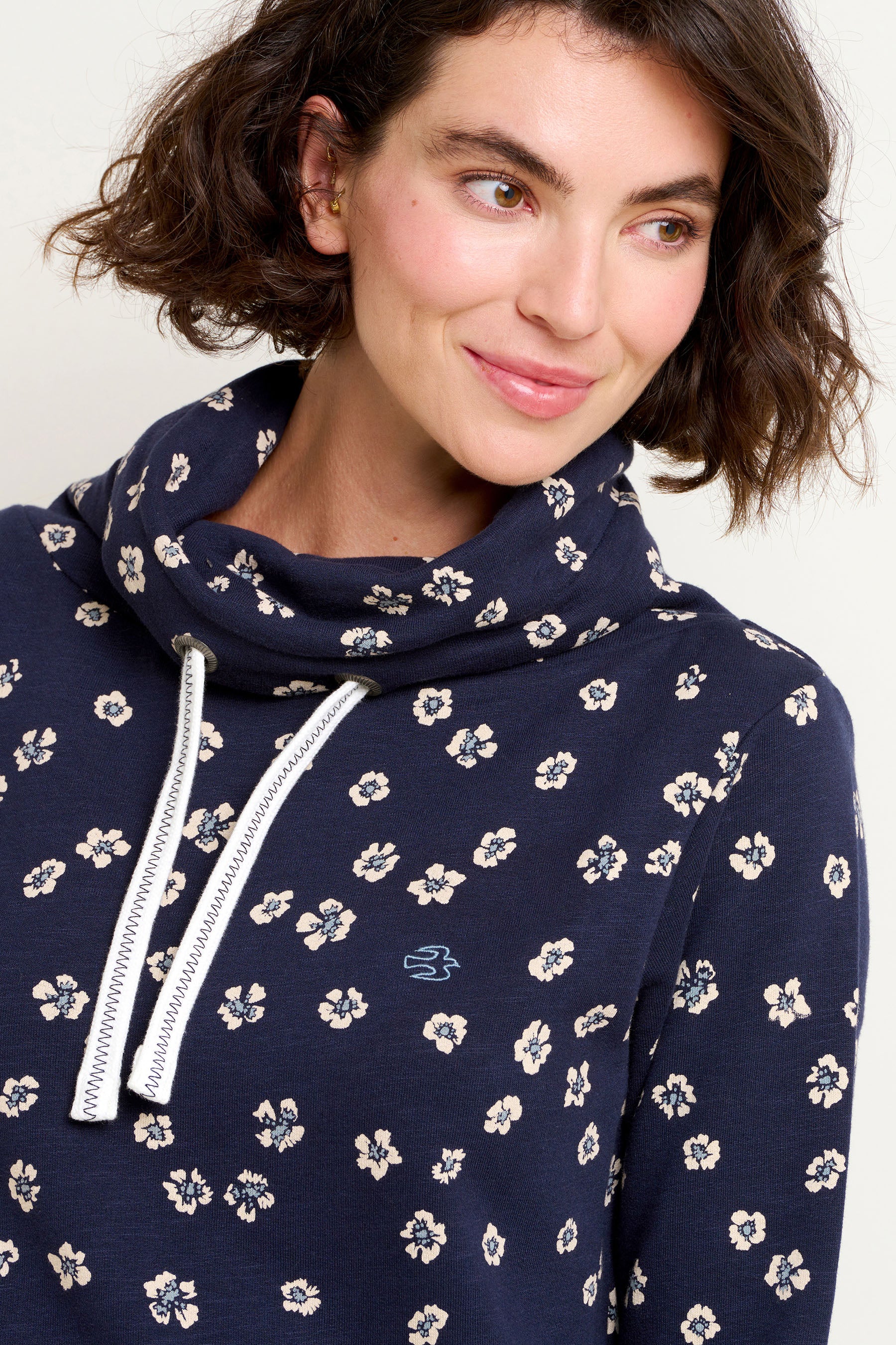 Polka Flora Cowl Neck Sweatshirt