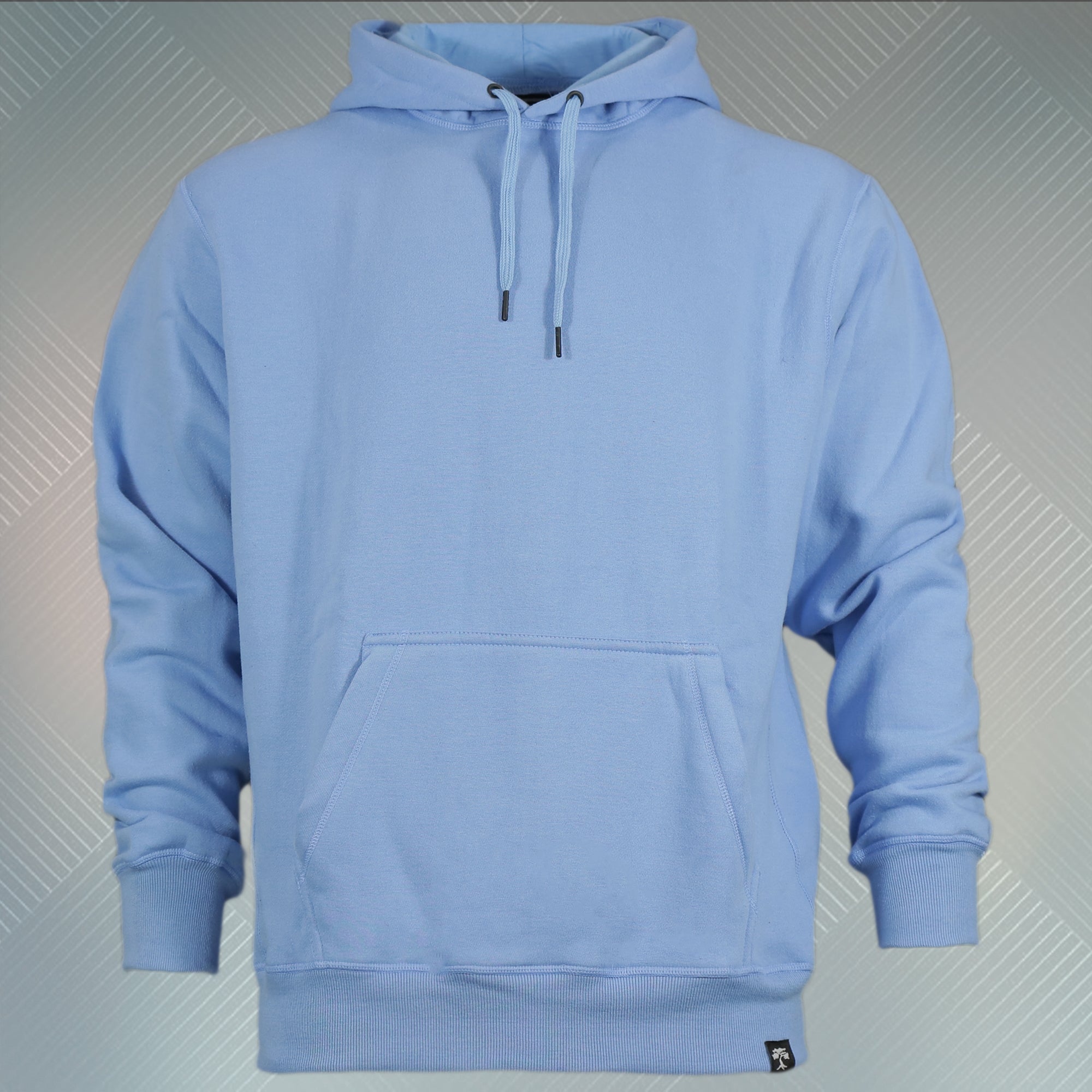 Powder Blue Unbasic Fleece Stash Pocket Sunset Park Tapered Pullover Hoodie | Fleece Light Blue Hoodie