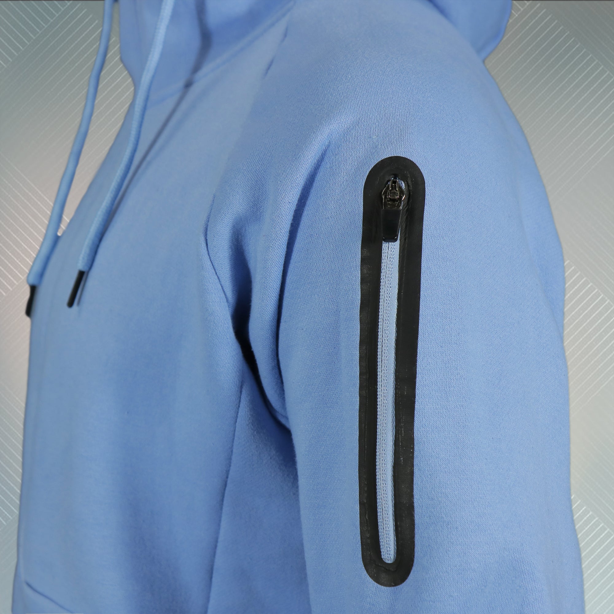 Powder Blue Unbasic Fleece Stash Pocket Sunset Park Tapered Zipper Hoodie | Fleece Light Blue Hoodie