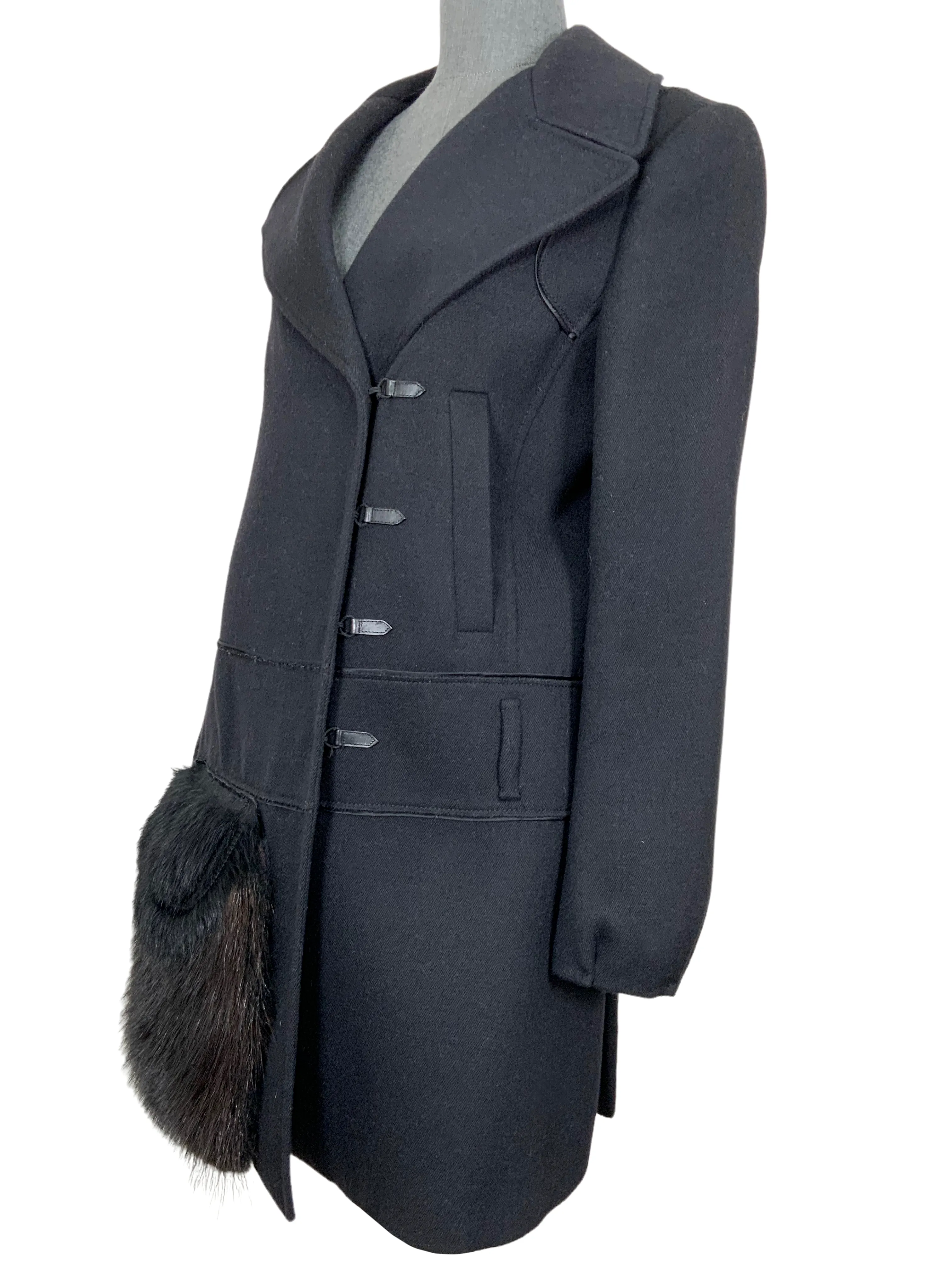 PRADA Asymmetrical Wool Jacket with Fur Pocket Size M