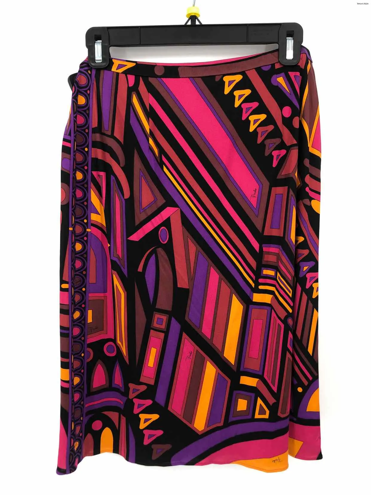 PUCCI Fuchsia Black Multi Silk Skirt