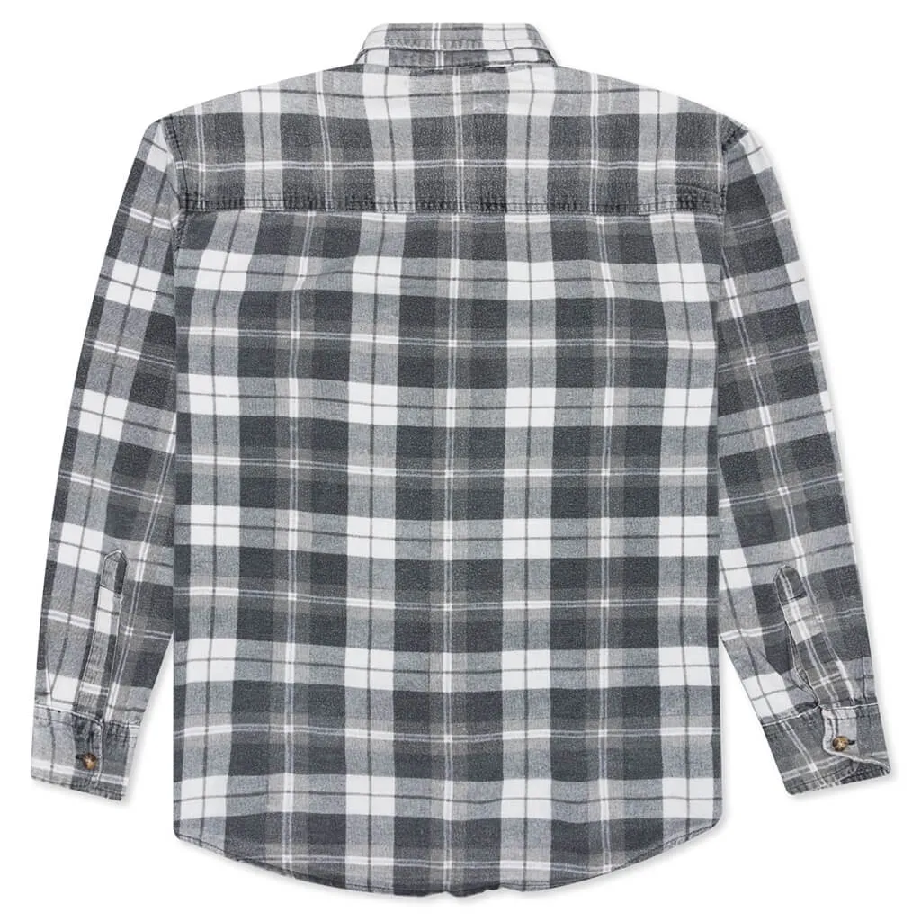 Rebuild by Flannel Shirt Ribbon Shirt - White/Grey