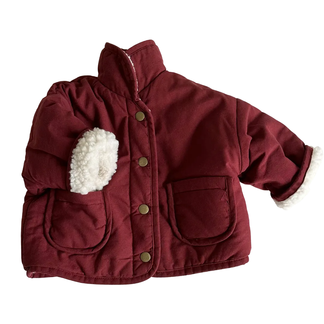 Reversible Teddy Coat - Maroon