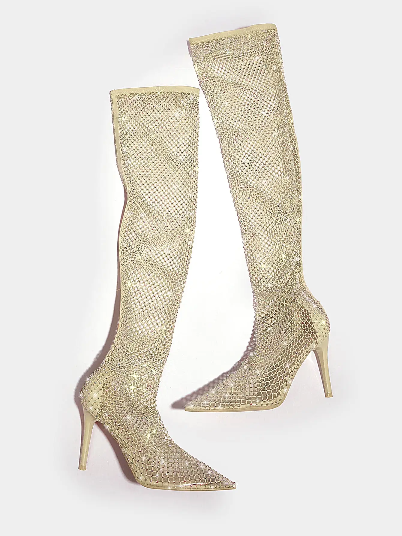 Rhinestone Decor Hollow Out Boots