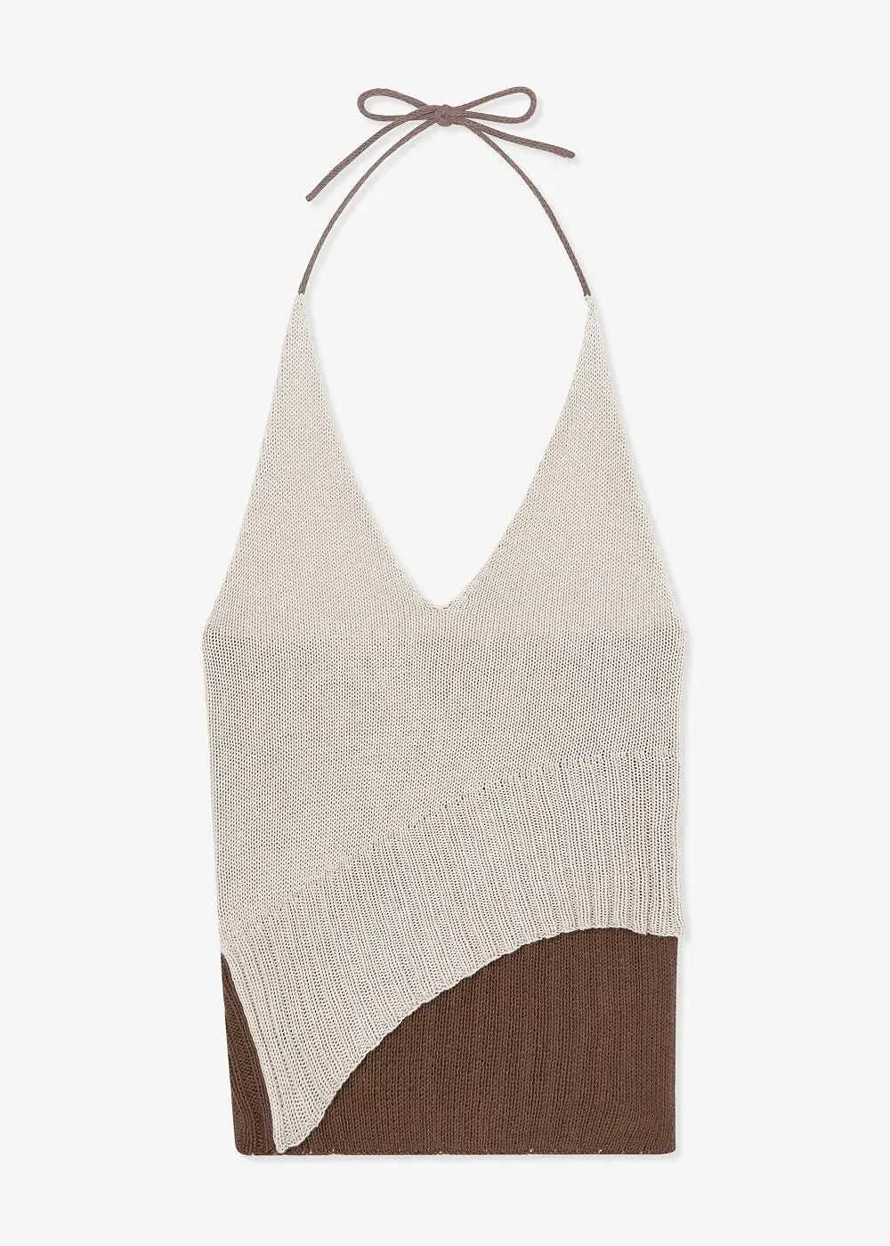 Rib Knit Asymmetric Halter Top