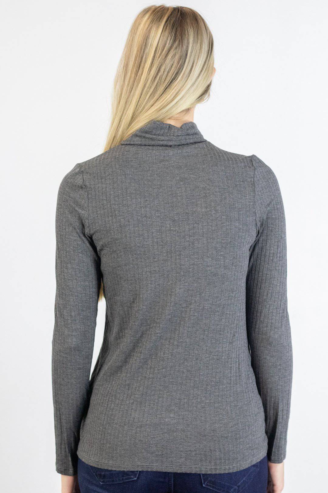 Ribbed Long Sleeve Turtle-neck