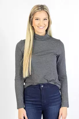 Ribbed Long Sleeve Turtle-neck