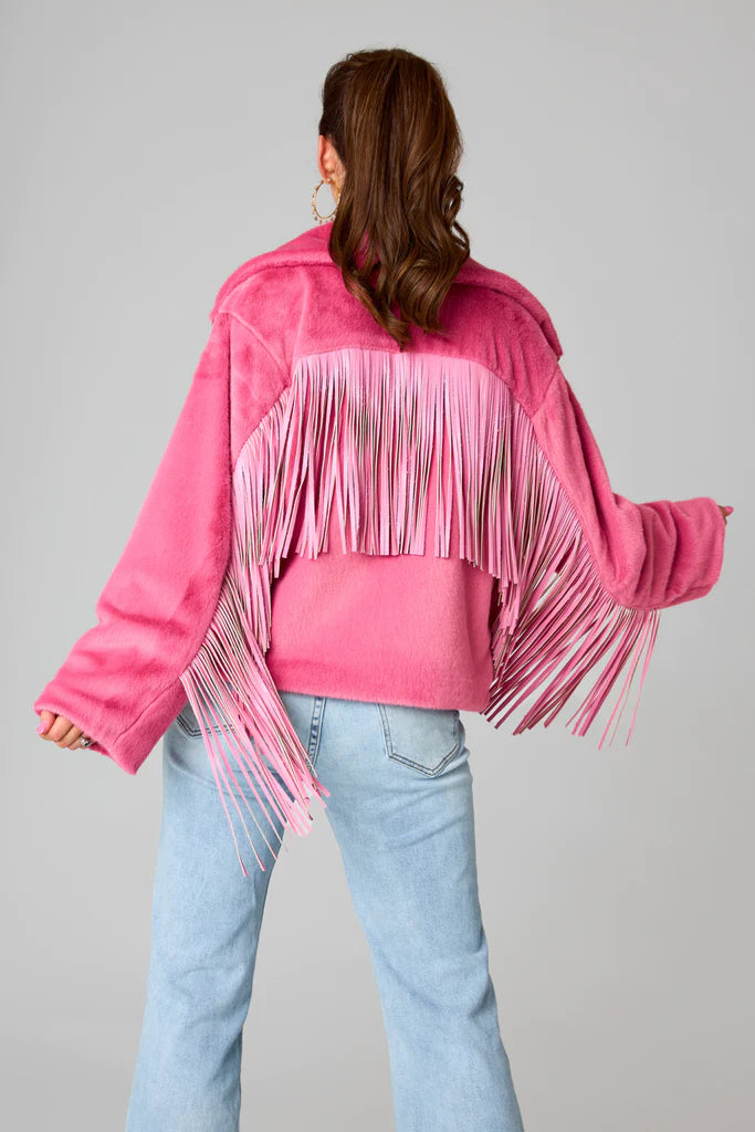 Skylar Fringe Faux Fur Jacket