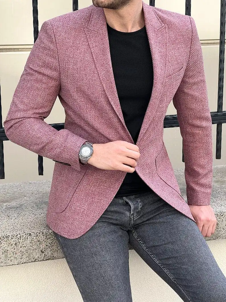 Slim Fit Claret Red Mens Wool Jacket Blazer