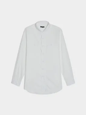 Solid Cotton Flannel Work Shirt, White