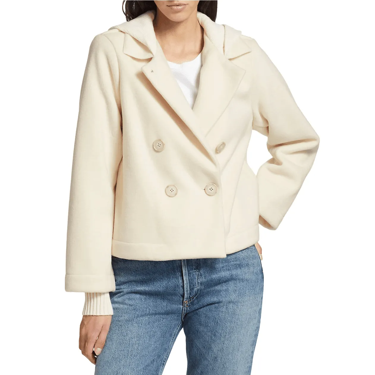 Splendid Jourdan Crop Peacoat - Snow