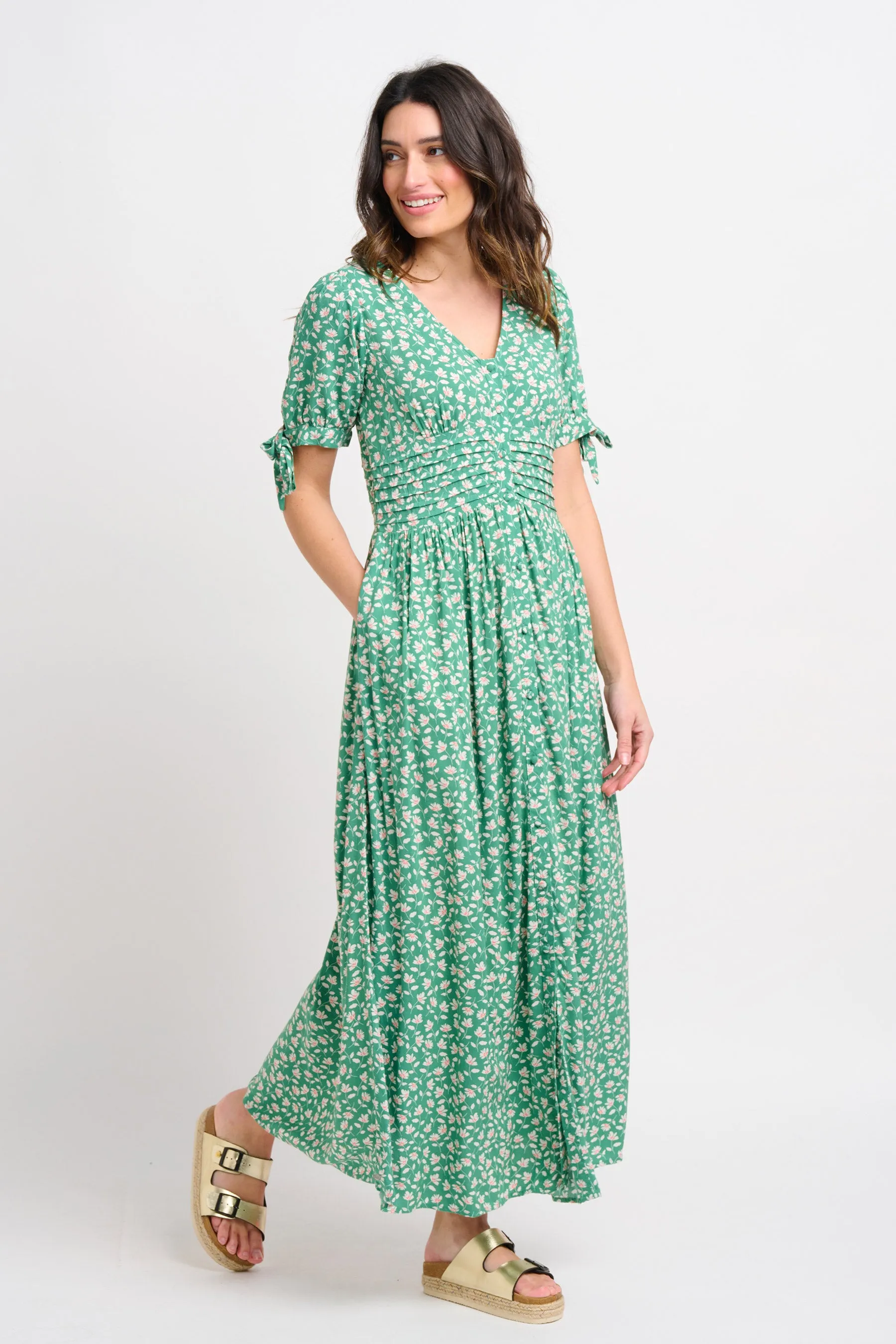 Spring Garden Pintuck Maxi Dress