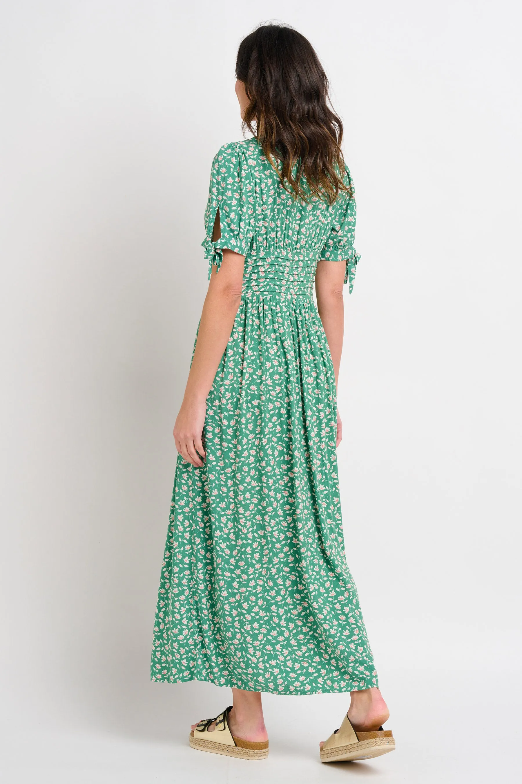 Spring Garden Pintuck Maxi Dress