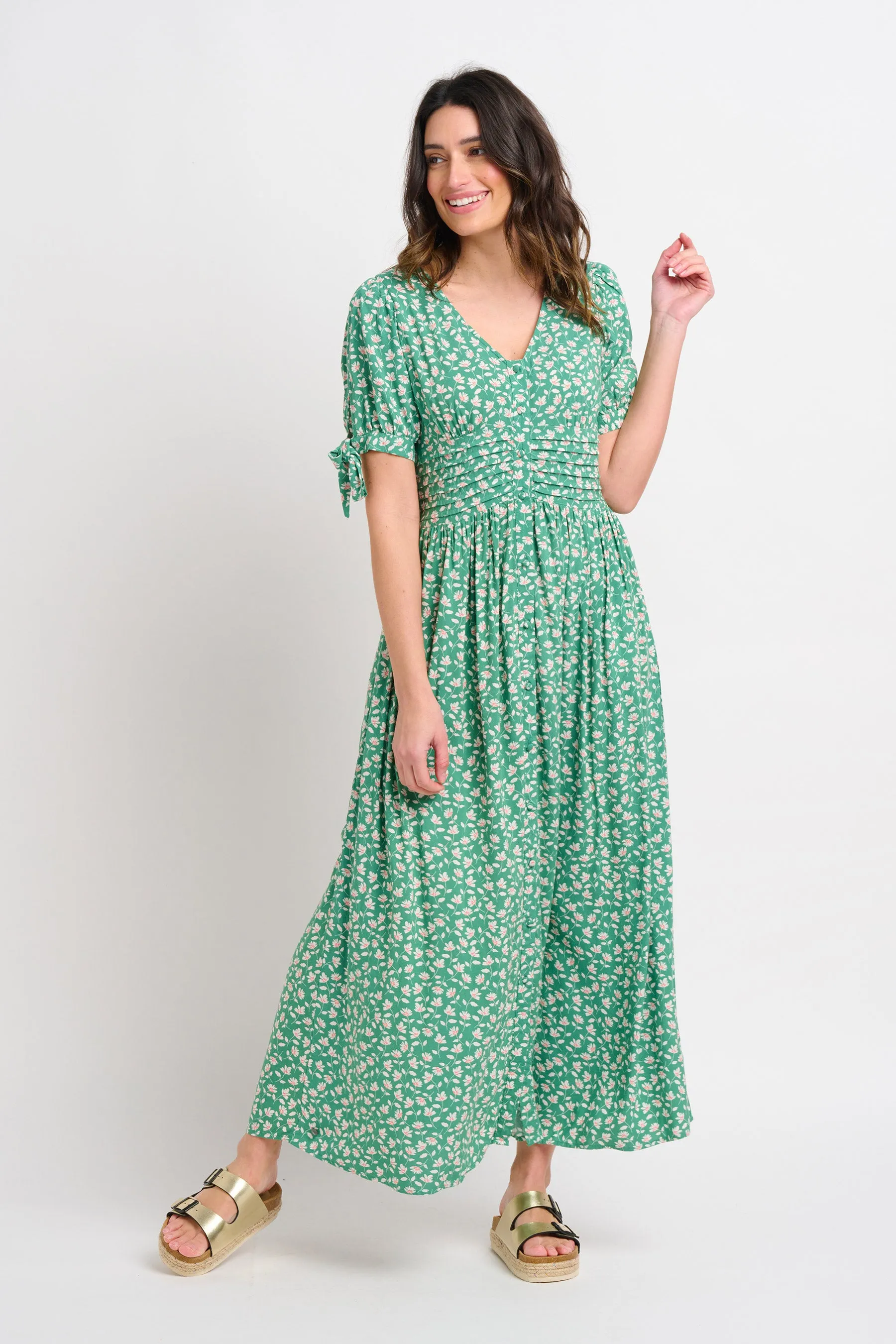 Spring Garden Pintuck Maxi Dress